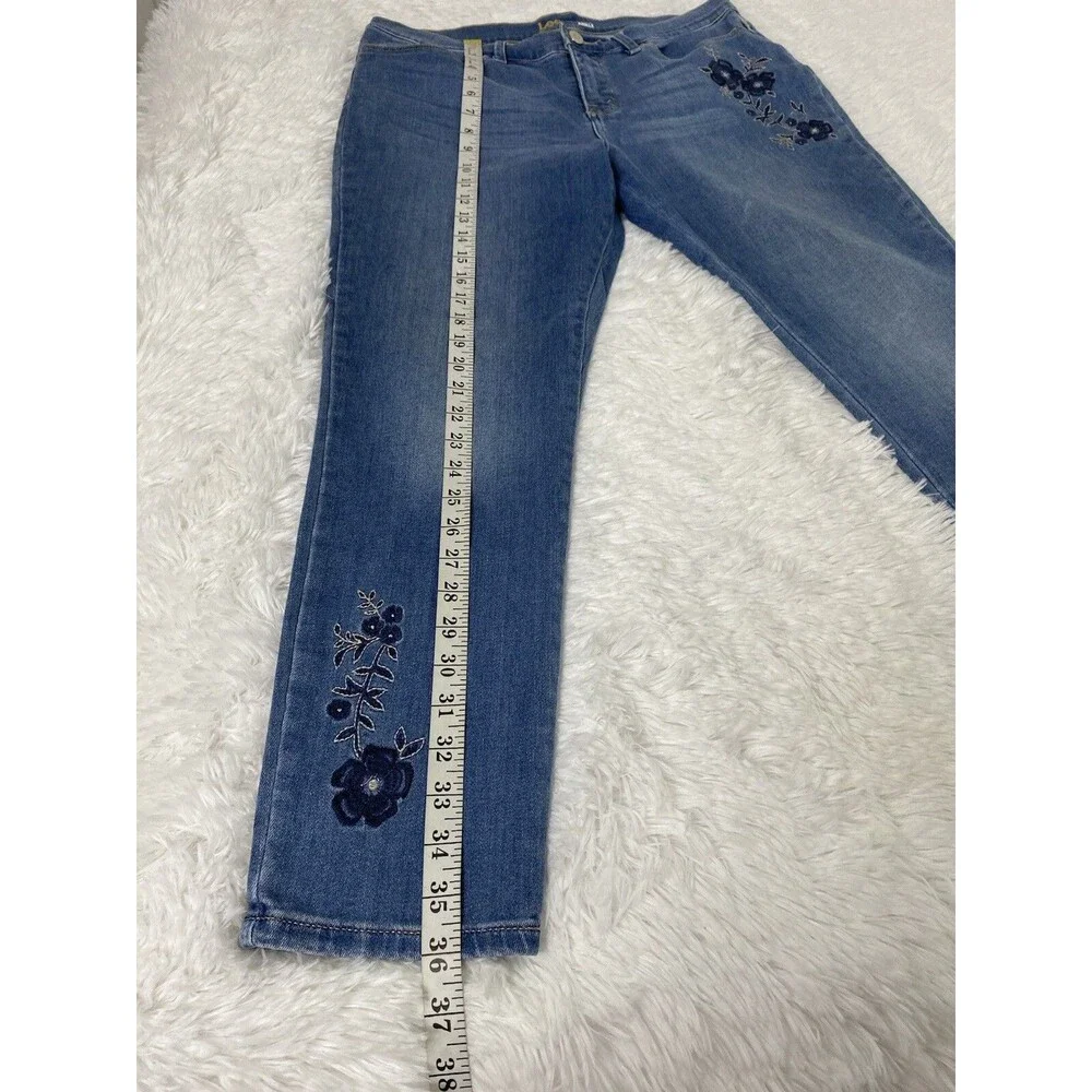Lee Blue Jeans Women's 32 Sculpting Slim Fit Ankle Jegging Mid Rise Embroidered